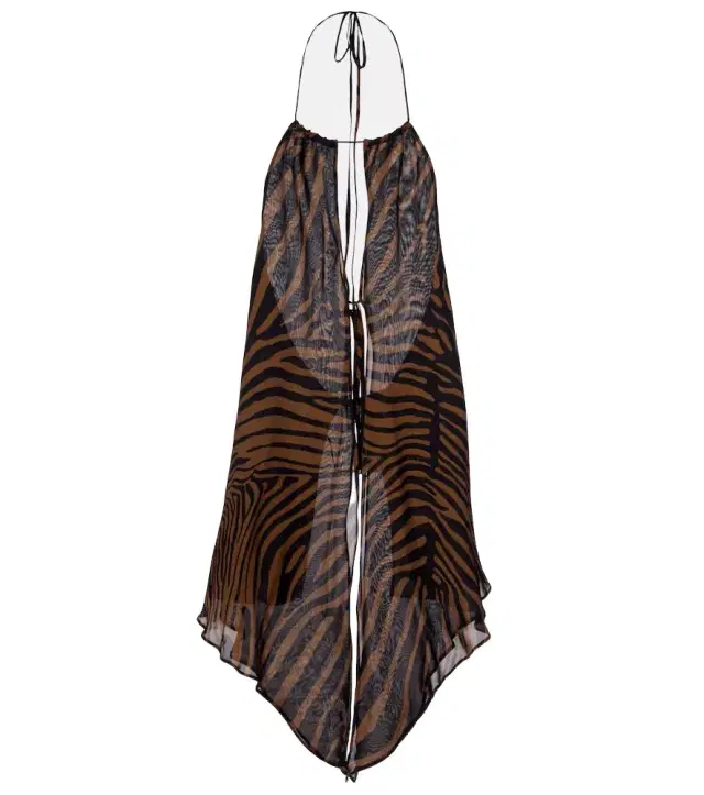 Printed asymmetric halterneck top