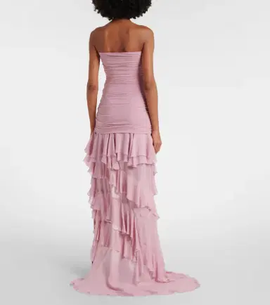 BLUMARINE Asymmetric ruffled georgette gown | Thumbnail 3