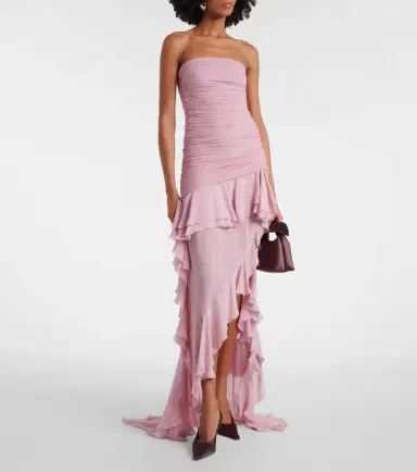 BLUMARINE Asymmetric ruffled georgette gown | Thumbnail 4