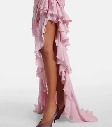 BLUMARINE Asymmetric ruffled georgette gown | Thumbnail 5
