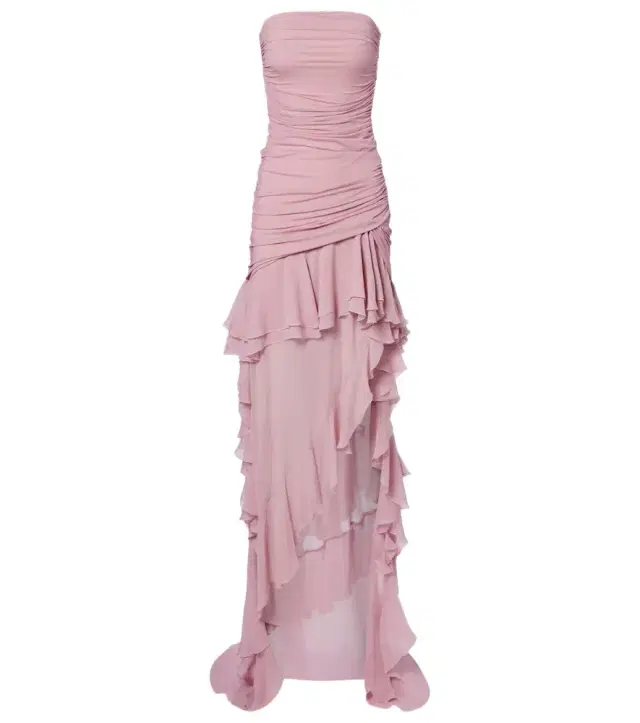 BLUMARINE Asymmetric ruffled georgette gown