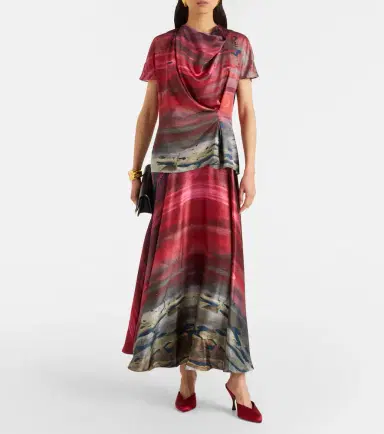Roksanda Printed draped silk satin top | Thumbnail 3
