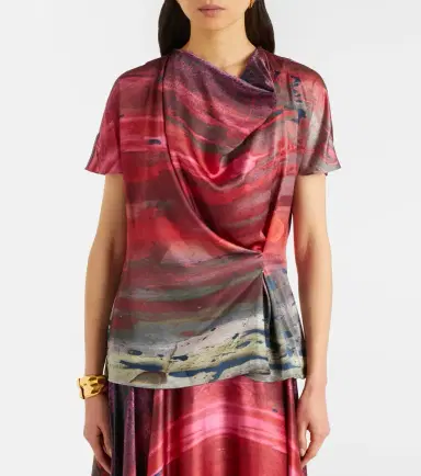 Roksanda Printed draped silk satin top | Thumbnail 4