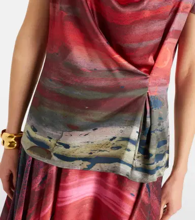 Roksanda Printed draped silk satin top | Thumbnail 5