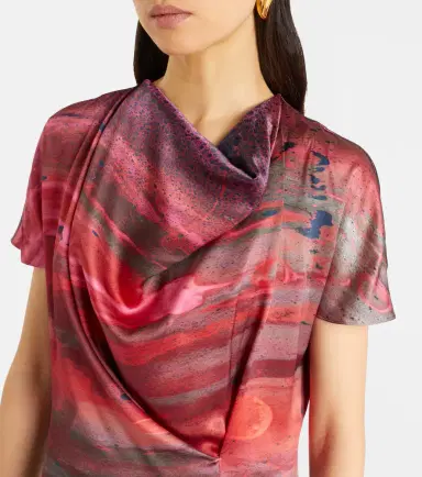 Roksanda Printed draped silk satin top | Thumbnail 6
