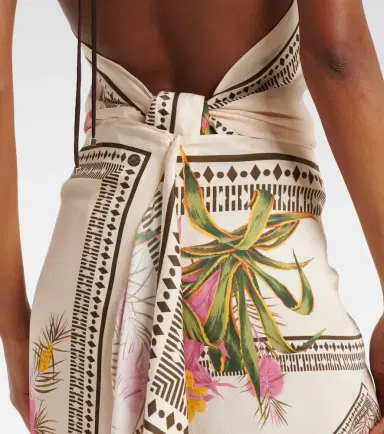 Blumarine Asymmetric draped printed twill midi skirt | Thumbnail 5