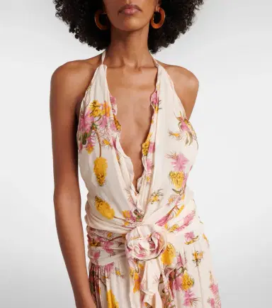 BLUMARINE Floral ruffled georgette gown | Thumbnail 3