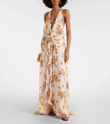 BLUMARINE Floral ruffled georgette gown | Thumbnail 6