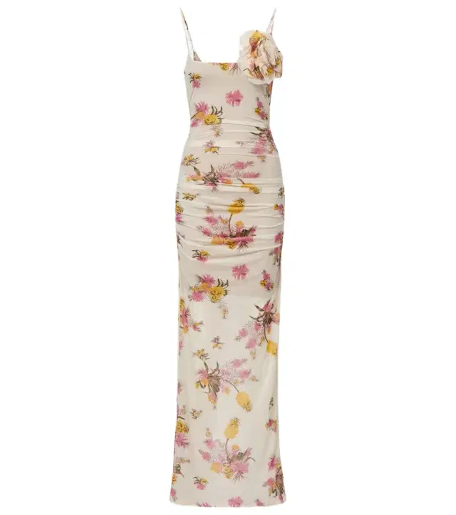 BLUMARINE Floral-appliqué floral jersey maxi dress