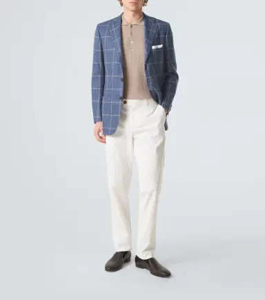 Kiton Checked cashmere, wool, silk, and linen blazer | Thumbnail 4