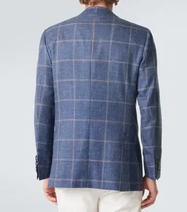 Kiton Checked cashmere, wool, silk, and linen blazer | Thumbnail 5