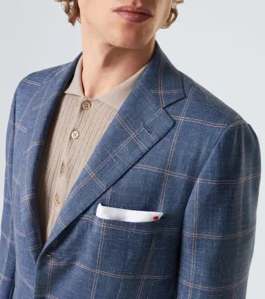 Kiton Checked cashmere, wool, silk, and linen blazer | Thumbnail 6