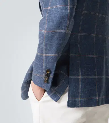 Kiton Checked cashmere, wool, silk, and linen blazer | Thumbnail 8