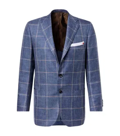 Kiton Checked cashmere, wool, silk, and linen blazer | Thumbnail 1