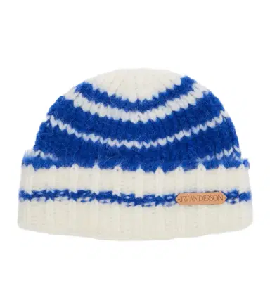 JW Anderson Striped alpaca-blend beanie | Thumbnail 1 JW Anderson Striped alpaca-blend beanie | Thumbnail 1
