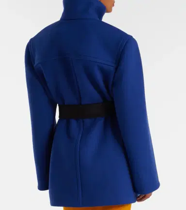 Saint Laurent Belted silk-trimmed wool coat | Thumbnail 3
