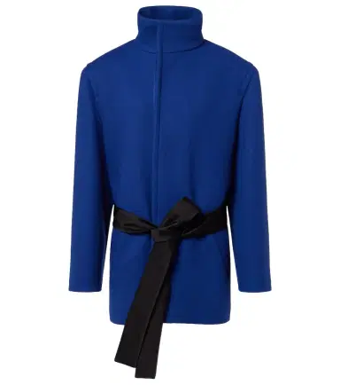Saint Laurent Belted silk-trimmed wool coat | Thumbnail 1