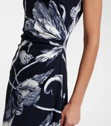 Erdem Draped floral jersey midi dress | Thumbnail 3