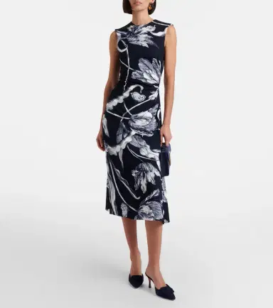 Erdem Draped floral jersey midi dress | Thumbnail 4