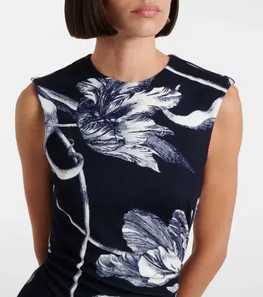 Erdem Draped floral jersey midi dress | Thumbnail 5