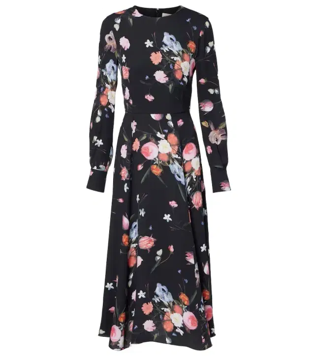 Floral crêpe midi dress