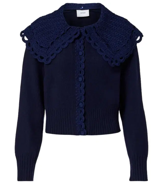 Crochet-trimmed wool-blend cardigan