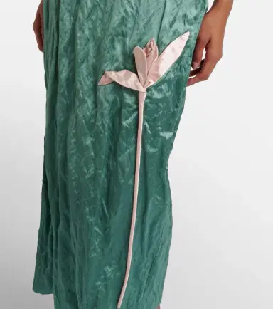 Erdem Floral-appliqué satin midi dress | Thumbnail 3 Erdem Floral-appliqué satin midi dress | Thumbnail 3