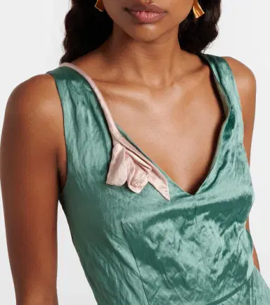 Erdem Floral-appliqué satin midi dress | Thumbnail 4 Erdem Floral-appliqué satin midi dress | Thumbnail 4