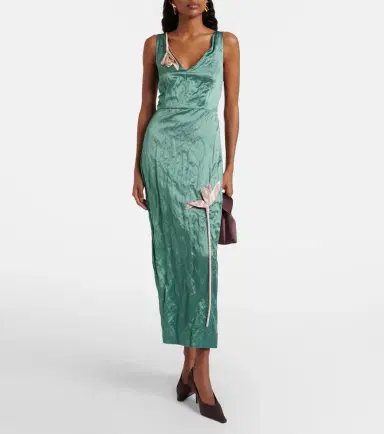 Erdem Floral-appliqué satin midi dress | Thumbnail 6 Erdem Floral-appliqué satin midi dress | Thumbnail 6