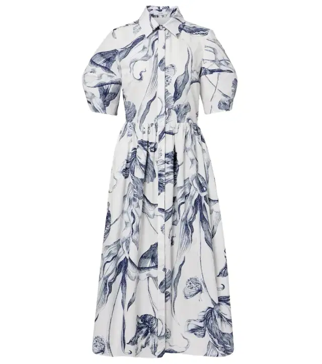 Floral cotton poplin shirt dress