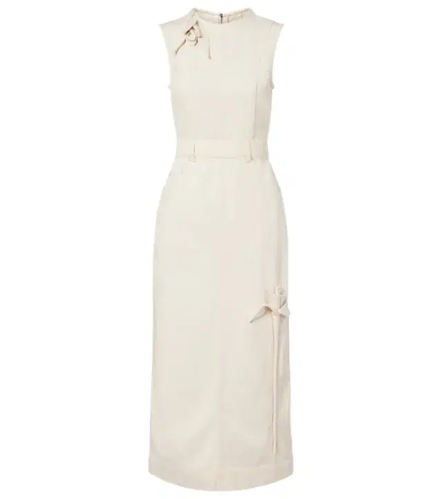 Erdem Floral-appliqué denim midi dress
