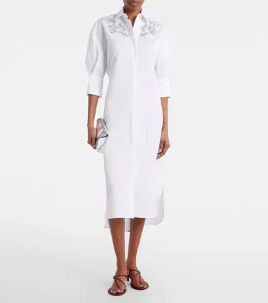 Erdem Embroidered cotton poplin shirt dress | Thumbnail 2 Erdem Embroidered cotton poplin shirt dress | Thumbnail 2