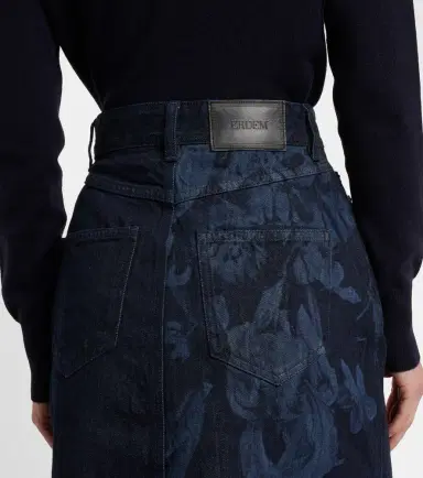 Erdem Floral flared denim midi skirt | Thumbnail 2