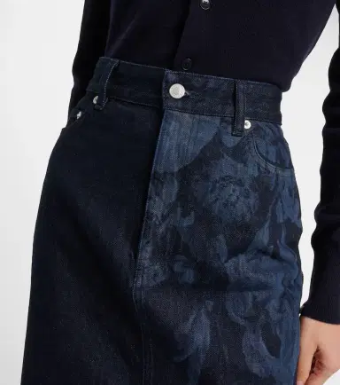 Erdem Floral flared denim midi skirt | Thumbnail 3