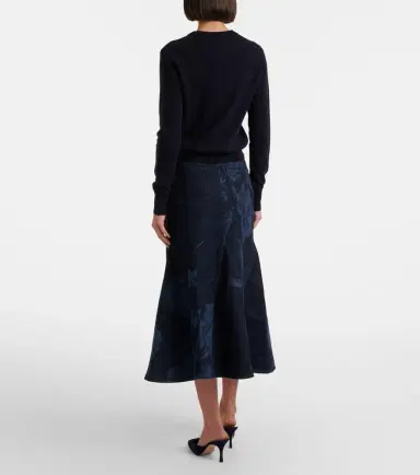 Erdem Floral flared denim midi skirt | Thumbnail 4