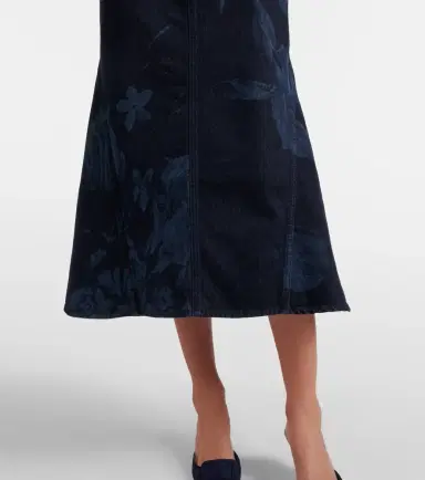 Erdem Floral flared denim midi skirt | Thumbnail 5