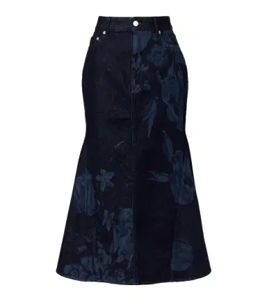 Erdem Floral flared denim midi skirt | Thumbnail 1