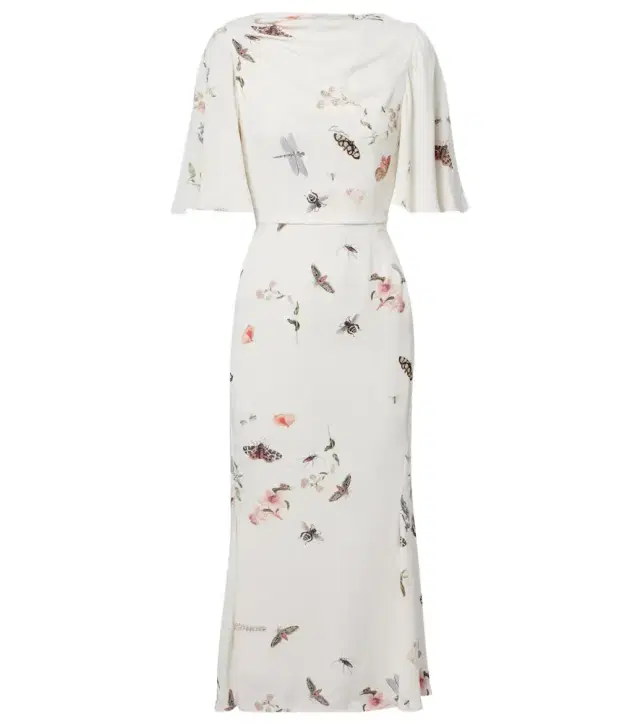Printed crêpe midi dress