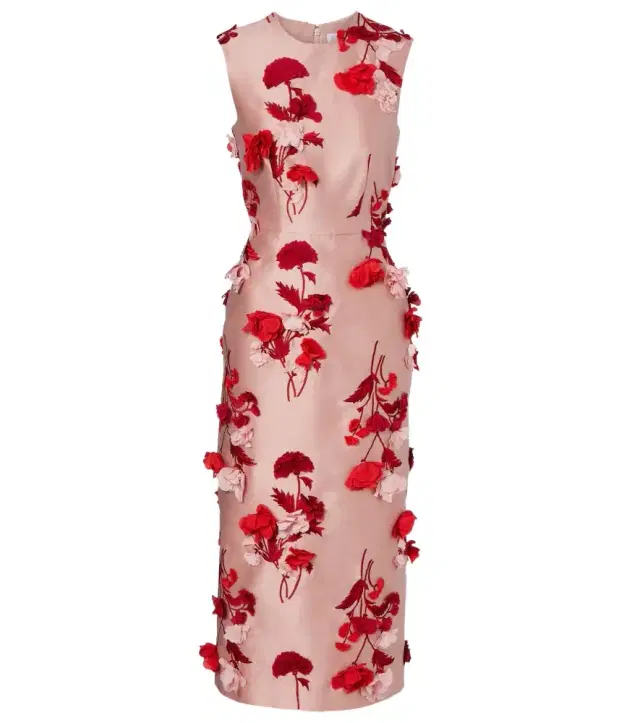 Floral-appliqué cocktail dress
