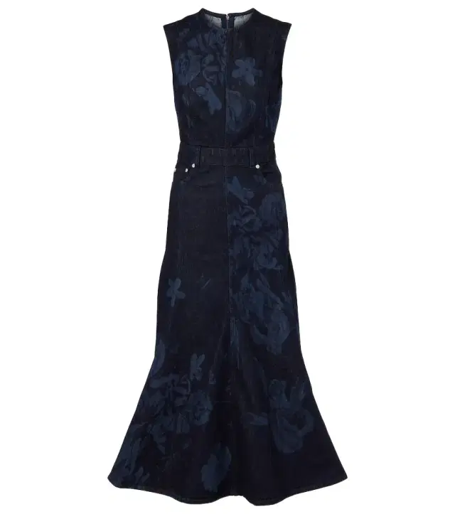 Floral denim midi dress