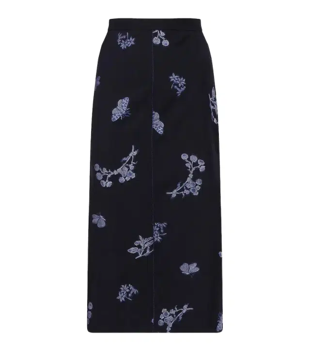 Erdem Wool and cotton jacquard pencil skirt