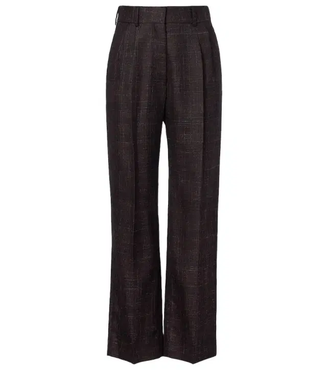 Blaze Milano Blazé Milano Fox checked wool and silk wide-leg pants