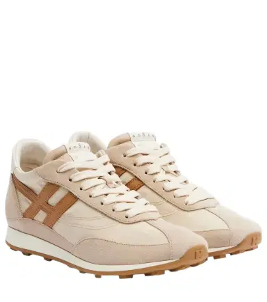 Hogan H699 suede-trimmed canvas sneakers | Thumbnail 1