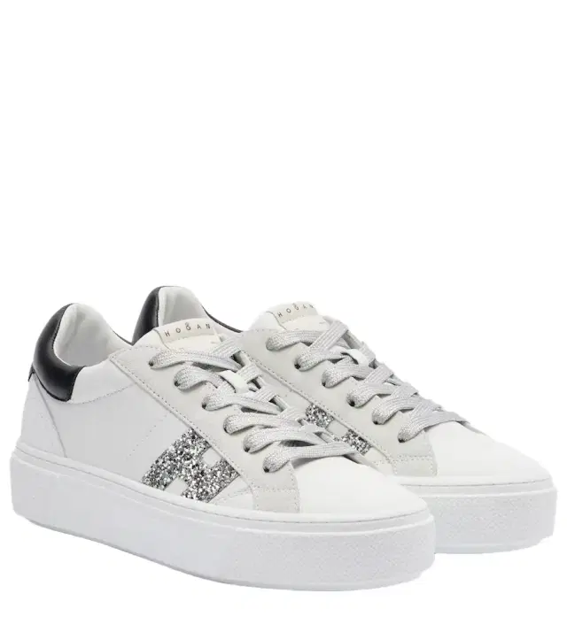 Hogan H705 Allacciato H glitter leather platform sneakers