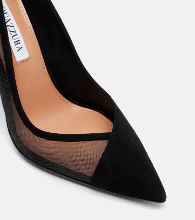 Aquazzura Studio 105 mesh-trimmed suede pumps | Thumbnail 2