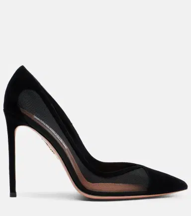 Aquazzura Studio 105 mesh-trimmed suede pumps | Thumbnail 3