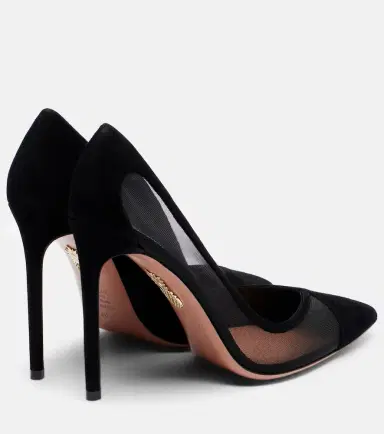 Aquazzura Studio 105 mesh-trimmed suede pumps | Thumbnail 4