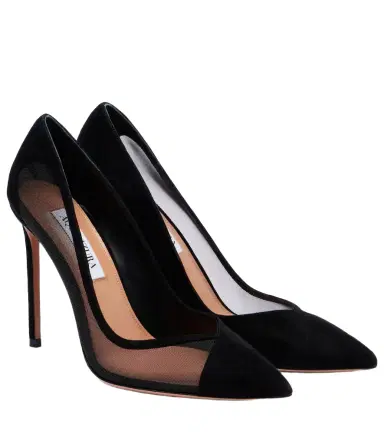 Aquazzura Studio 105 mesh-trimmed suede pumps | Thumbnail 1