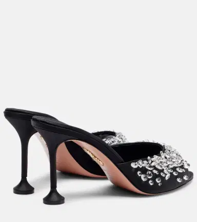 Aquazzura Bisous 85 embellished satin mules | Thumbnail 2
