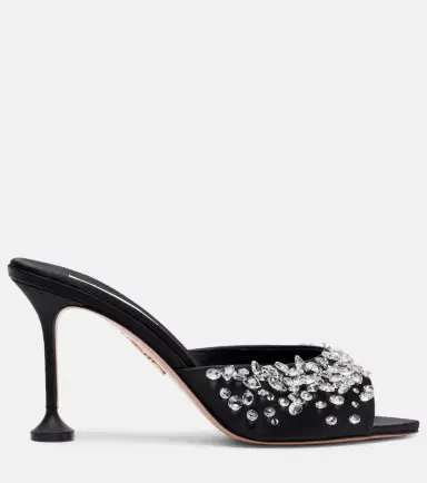 Aquazzura Bisous 85 embellished satin mules | Thumbnail 3
